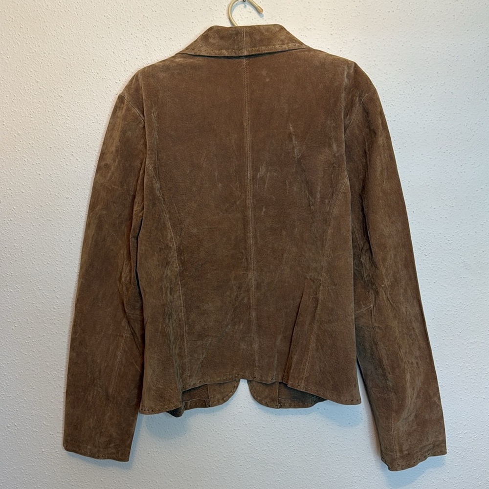 Kim Rogers Suede 100% Leather Collared Jacket with Button Enclosure Size XL - Picture 4 of 6